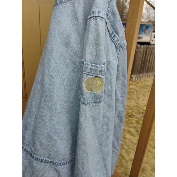 Christopher & Banks (M) Button Up Denim School Bus Embroidered Jean Jacket Shirt - Picture 11 of 11